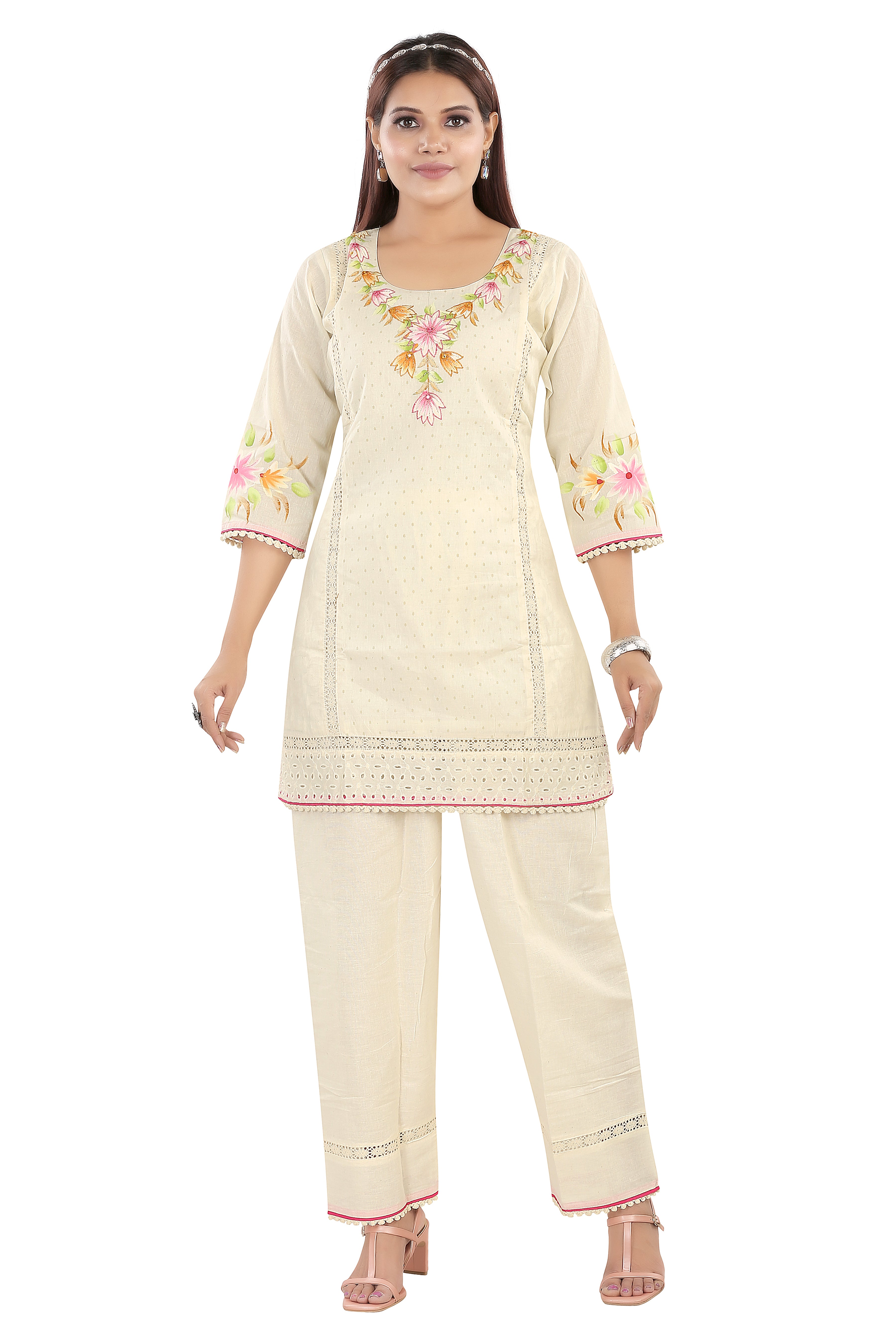 Floral EMB Kurti Set