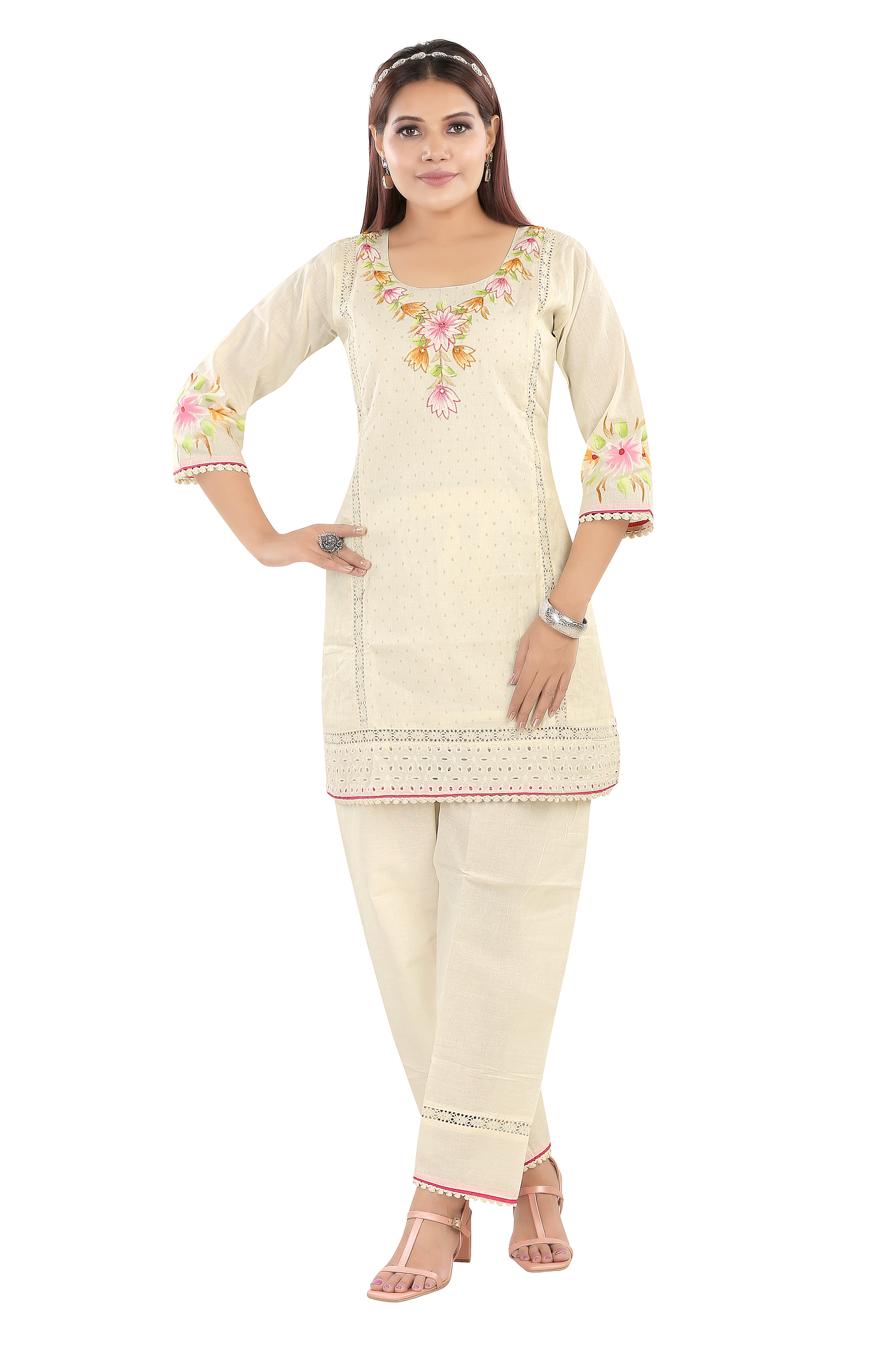 Floral EMB Kurti Set