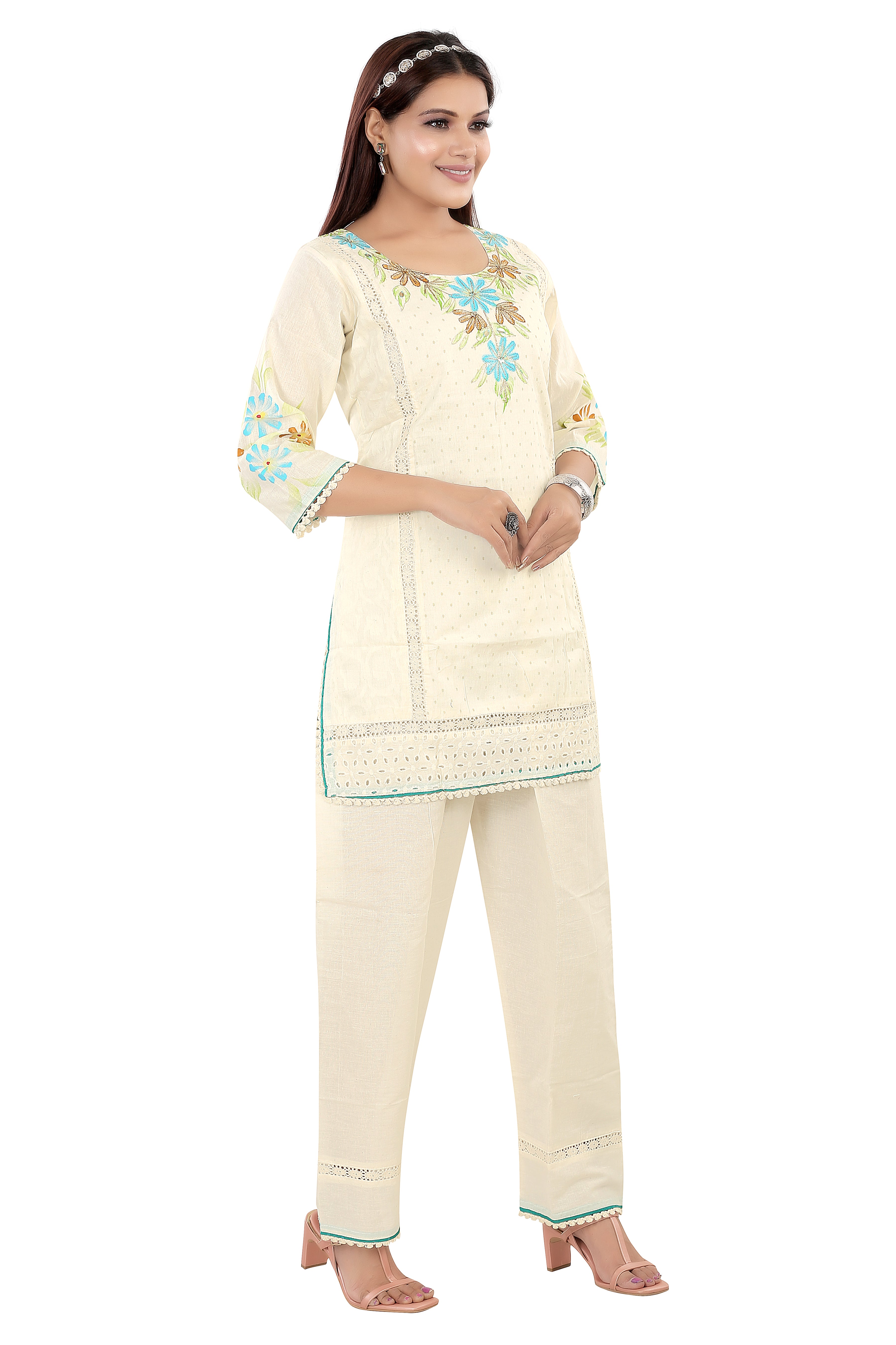 Floral EMB Kurti Set