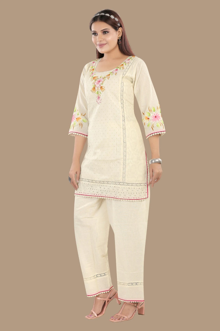 Floral EMB Kurti Set