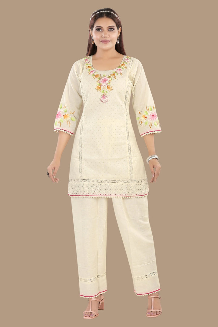 Floral EMB Kurti Set