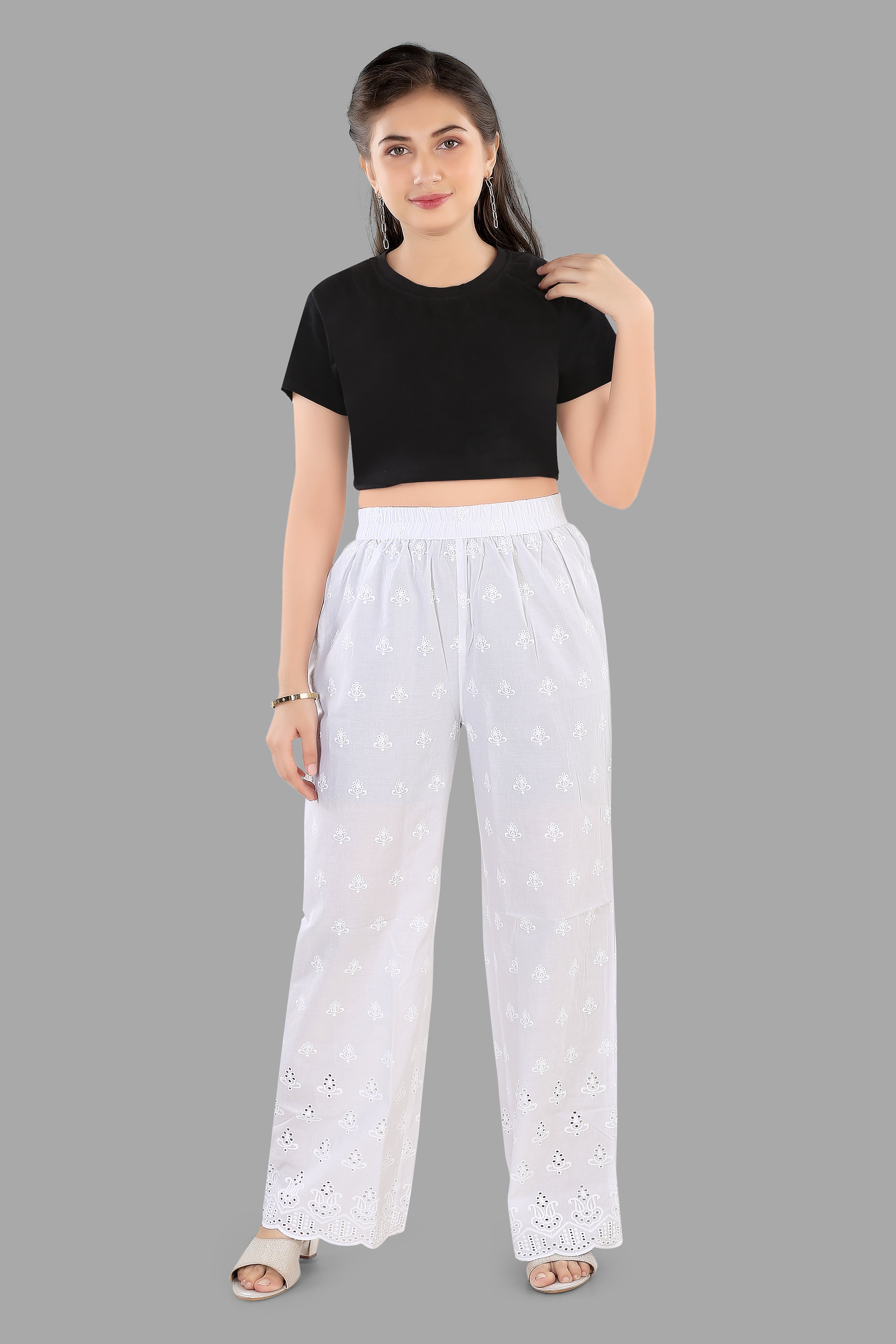 Cotton Chikankari Style Palazzo 2 Combo Pack
