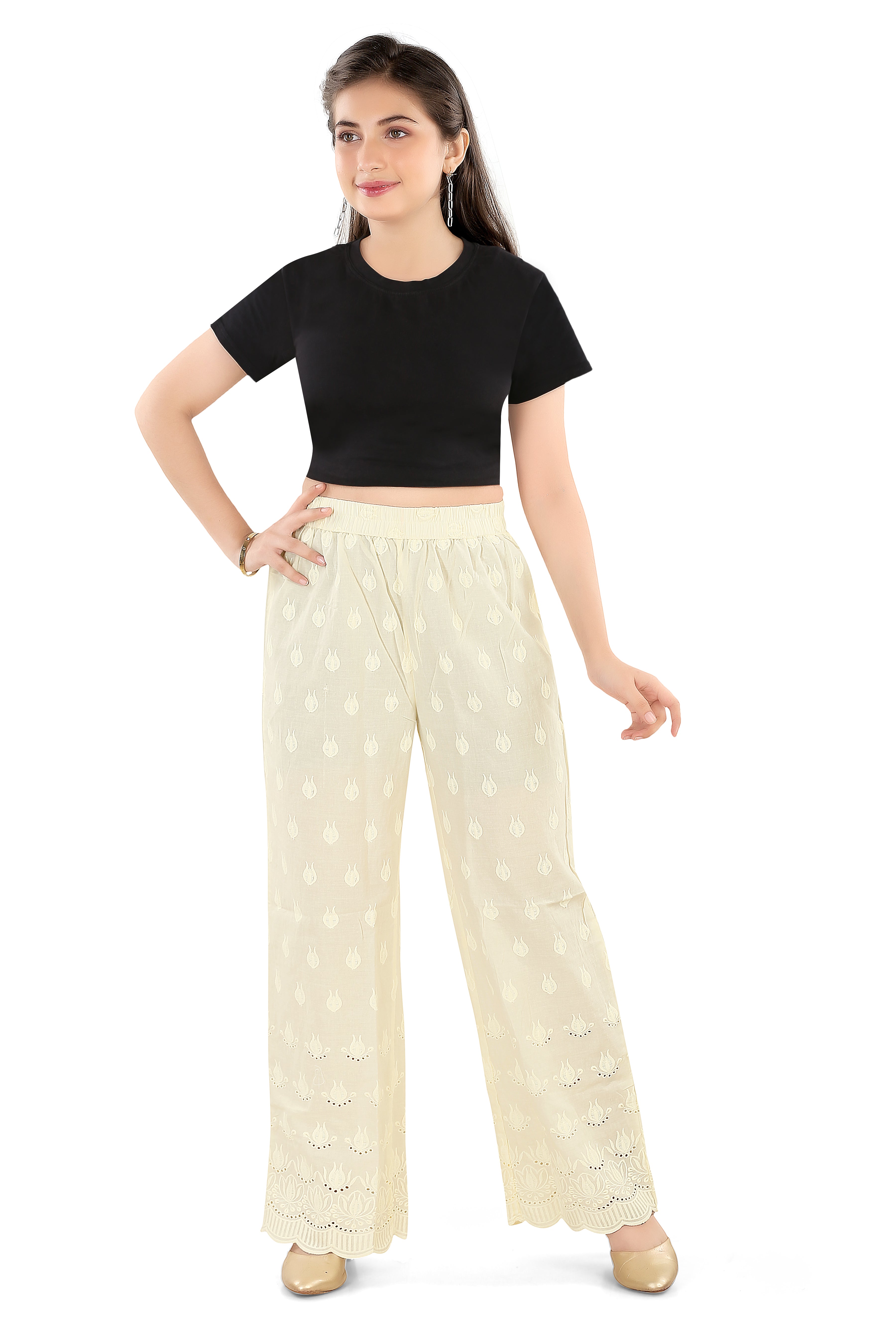 Women's Ethnic Schiffli Palazzo Combo Pack of 2