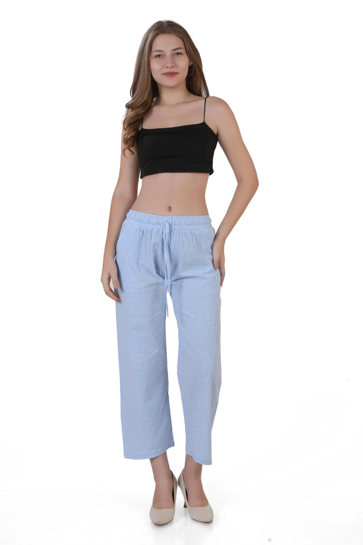 Women's Cotton Striped Pants 2 Combo Set