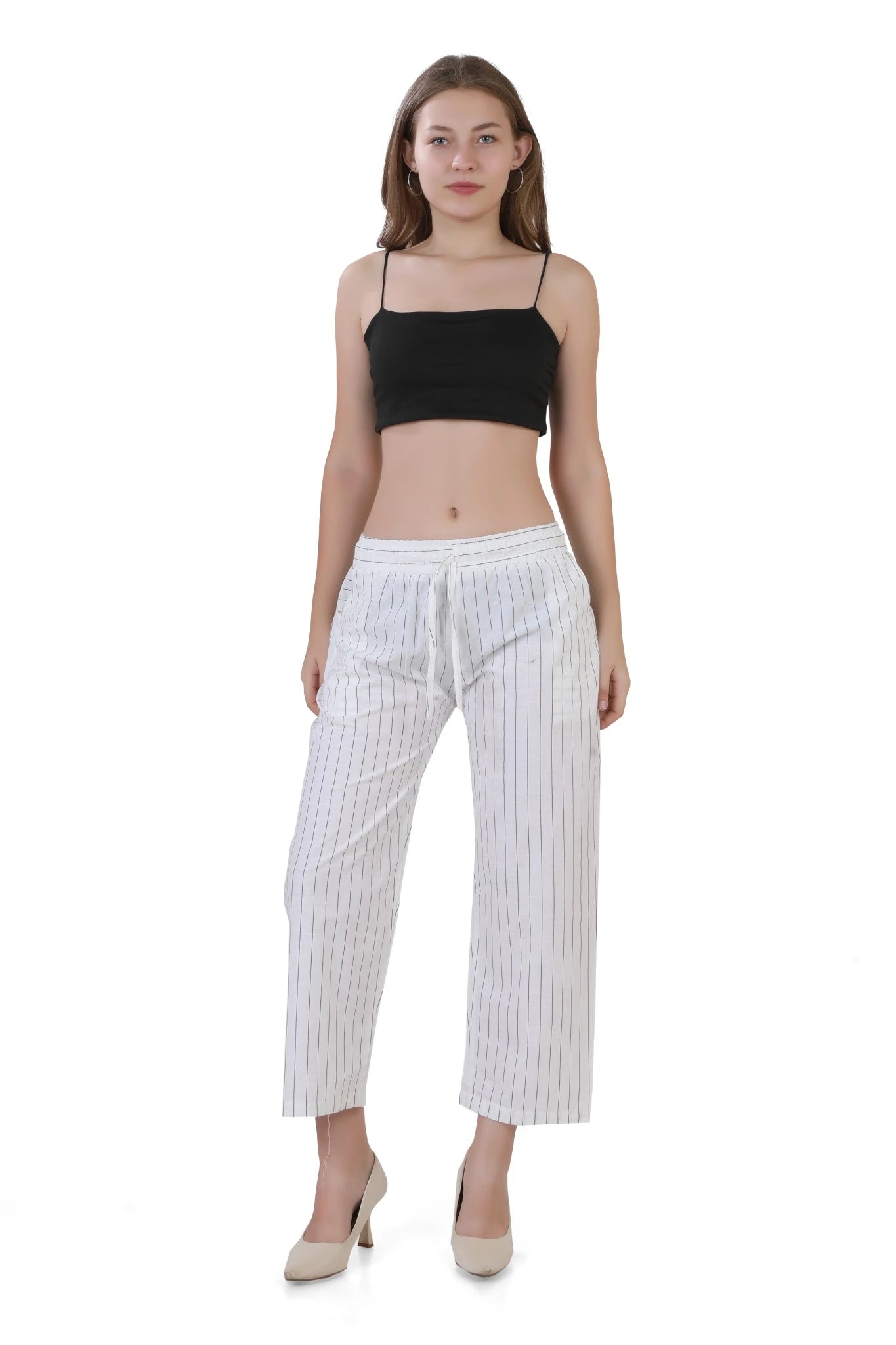 Women's Cotton Striped Pants 2 Combo Set