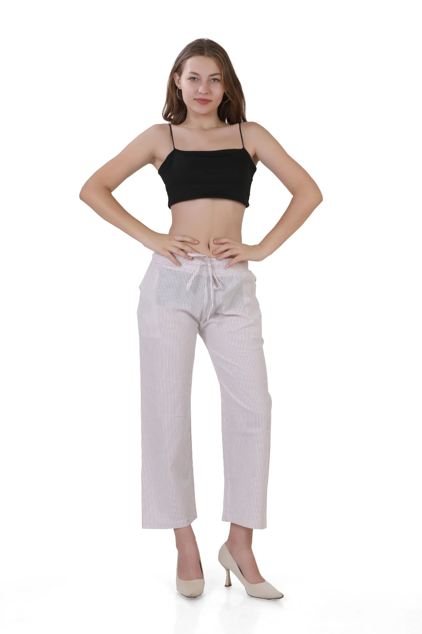 Women's Casual Striped Wide Leg Pants 3 Combo Pack