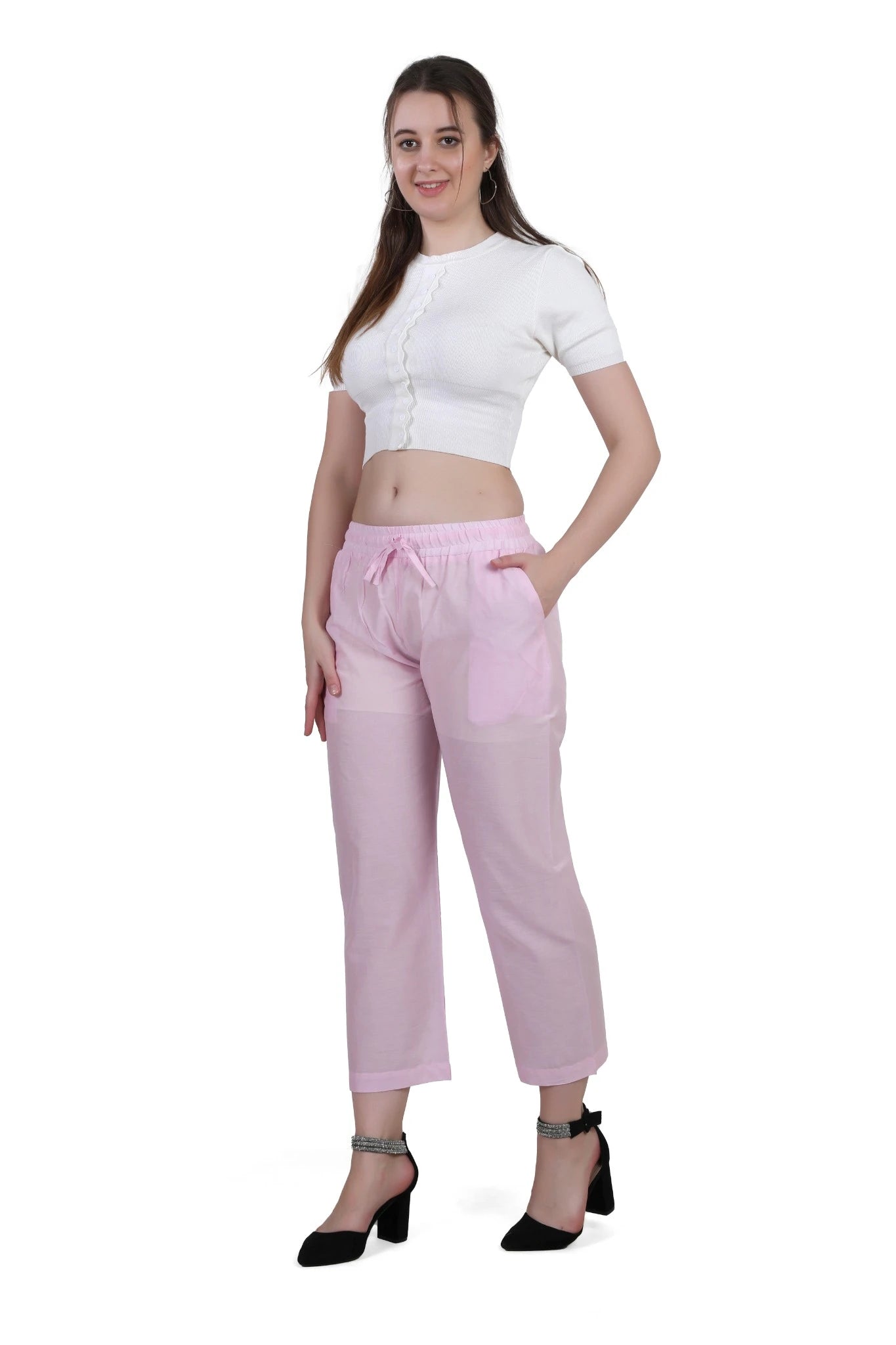 Women's Solid Color Ankle Length Pants Combo Set of 5 for Women