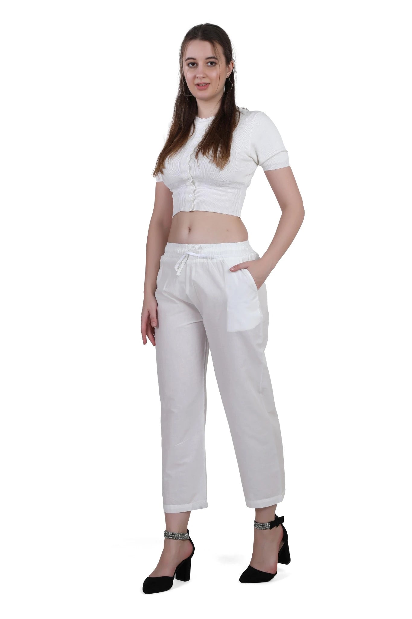 Women's Solid Color Ankle Length Pants Combo Set of 5 for Women