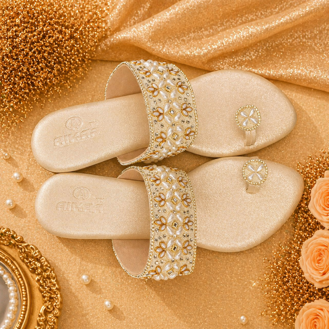 Aurelia Pearl Luxe Toe Slides