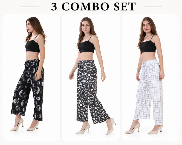 Women's Smart Casual Ankle Length Trousers 3 Combo Set