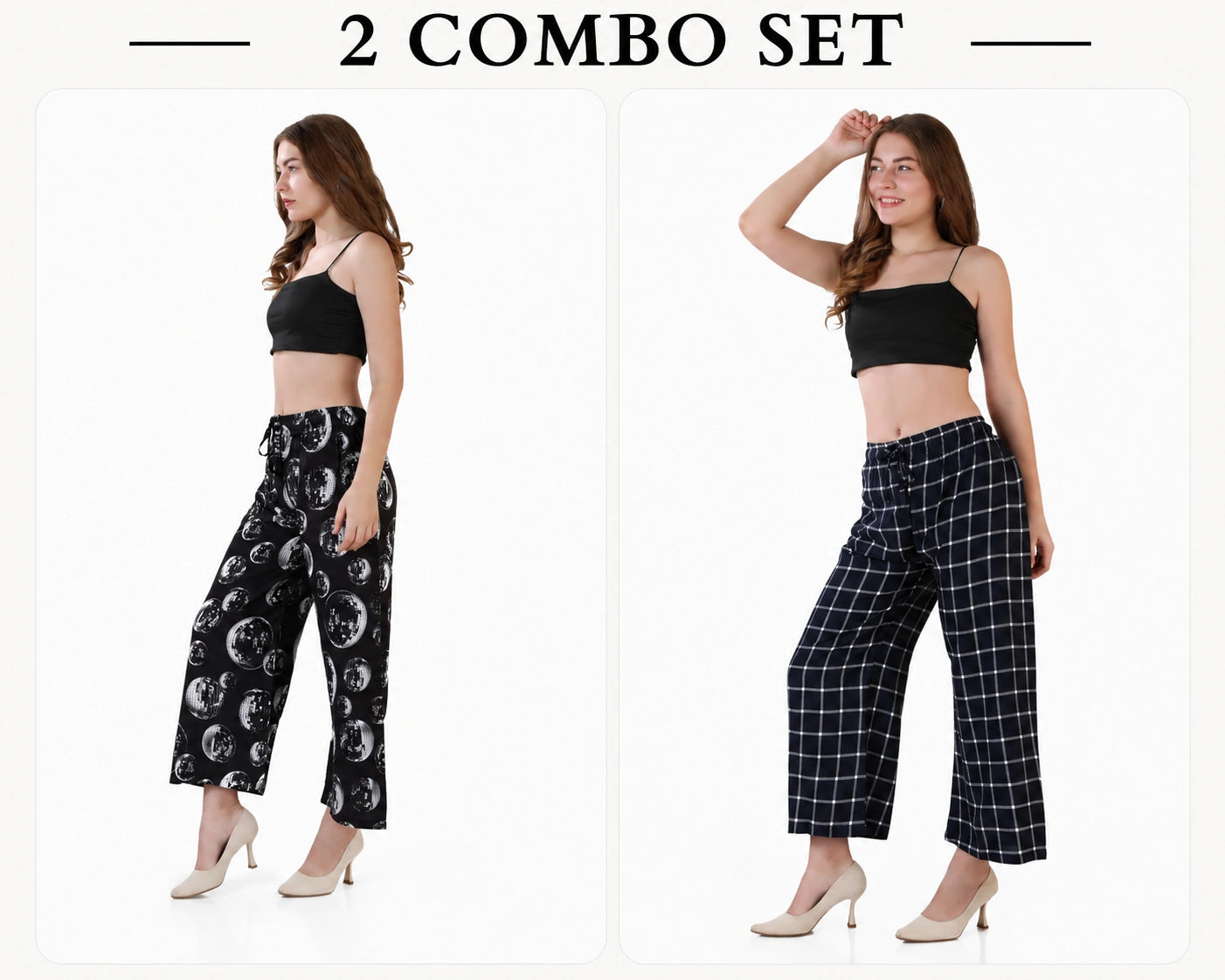 Women's Ethnic Wear Black Palazzo - 2 Combo Set