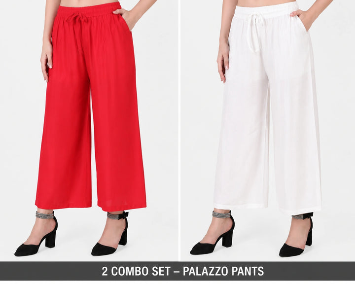Women's Comfortable Wide Leg Palazzo 2 Combo Set