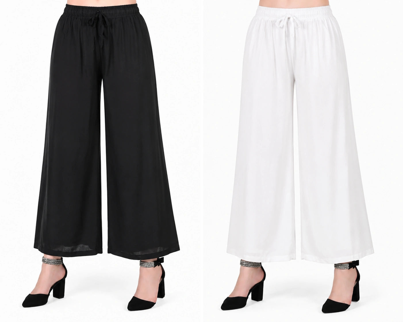 Casual Palazzo 2 Combo Set (Black & White)