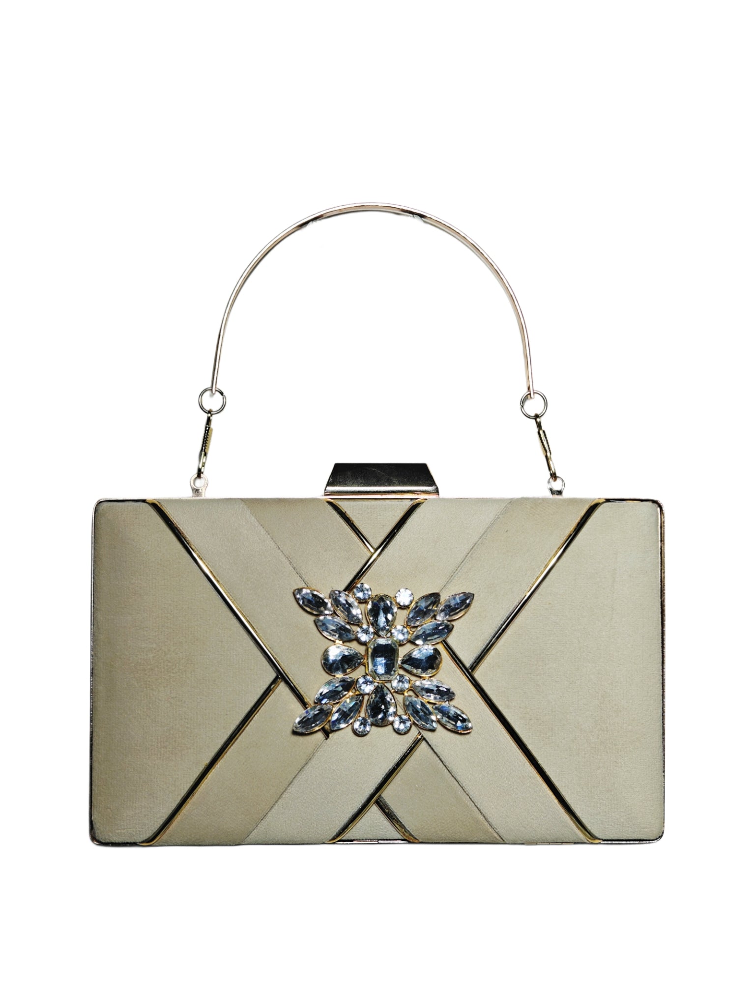 Velvet Clutch with Crystal Brooch