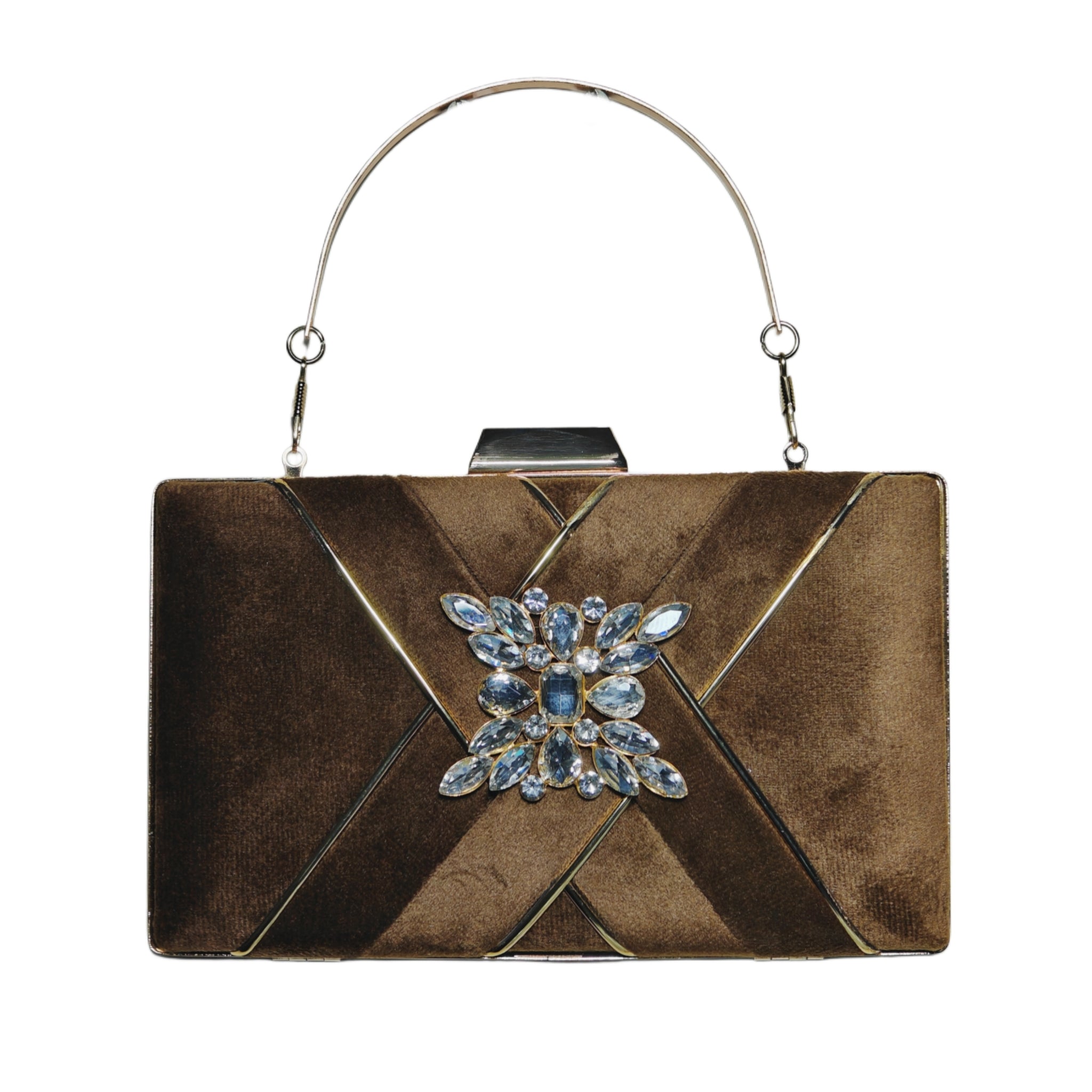 Velvet Clutch with Crystal Brooch