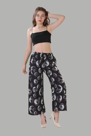 AIKAA black moon patterned palazzo pants for women