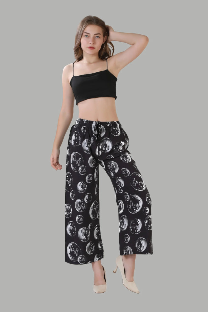 AIKAA black moon patterned palazzo pants for women
