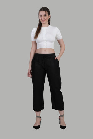 Comfortable women’s black casual pants by AIKAA