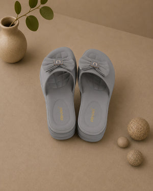 AIKAA Bow Comfort Slides in grey for women