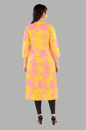 Elegant bright floral ethnic kurti for daily wear