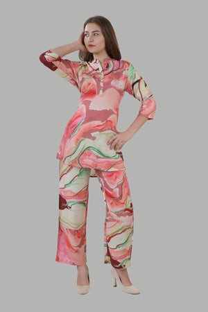AIKAA multi colour co-ord set for women