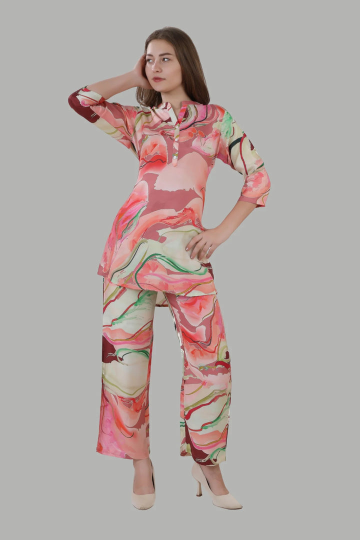 AIKAA multi colour co-ord set for women