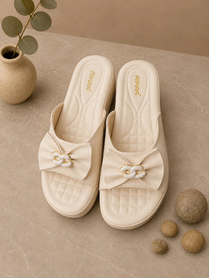 AIKAA Comfy Slides in beige for women