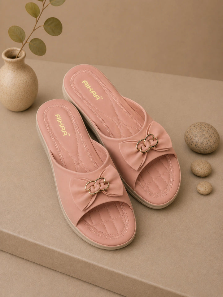 AIKAA Comfy Slides in peach for women