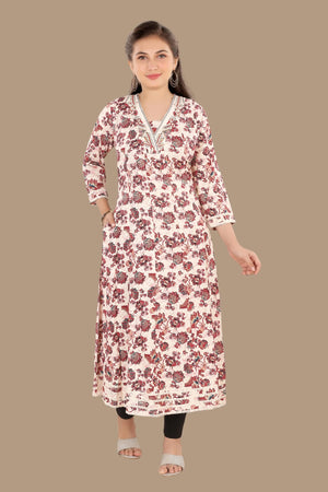 Stylish cotton slub ethnic kurti for women