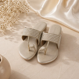 AIKAA crystal flats in gold for women