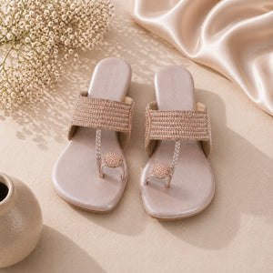 AIKAA crystal flats in light pink for women