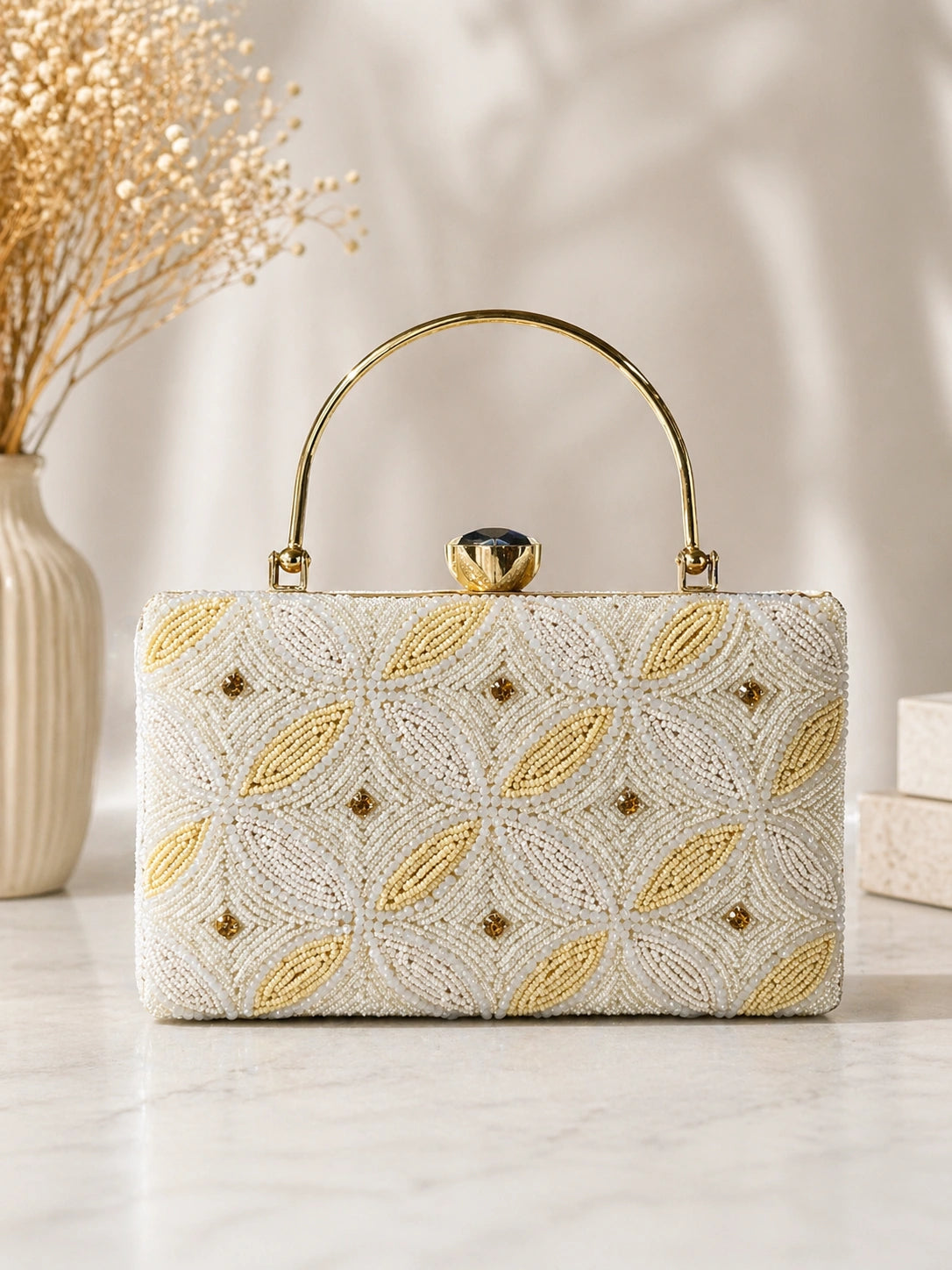 Stylish designer beaded evening clutch by AIKAA