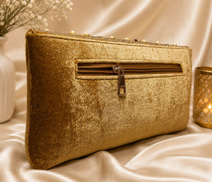 Elegant moonstone velvet clutch bag for party wear