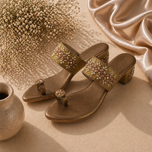 AIKAA embellished brown footwear for women