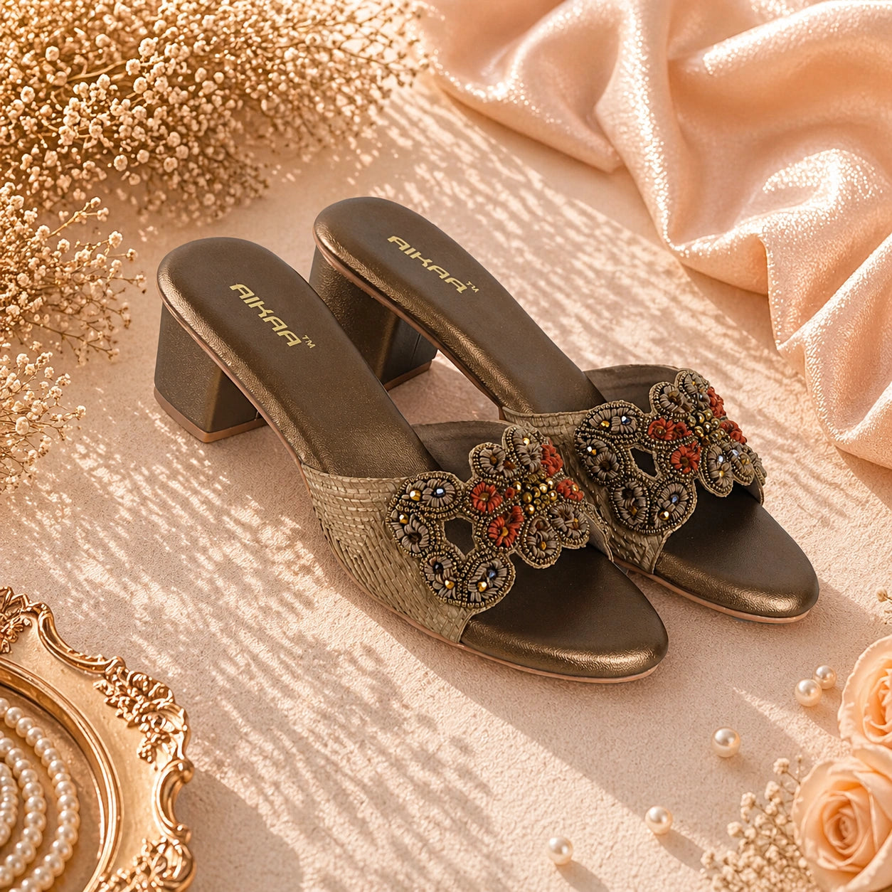 AIKAA ethnic footwear in brown for women