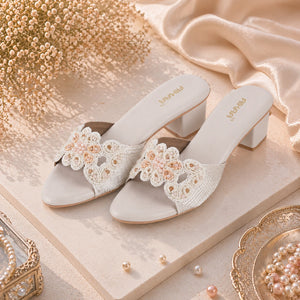AIKAA ethnic footwear in white for women
