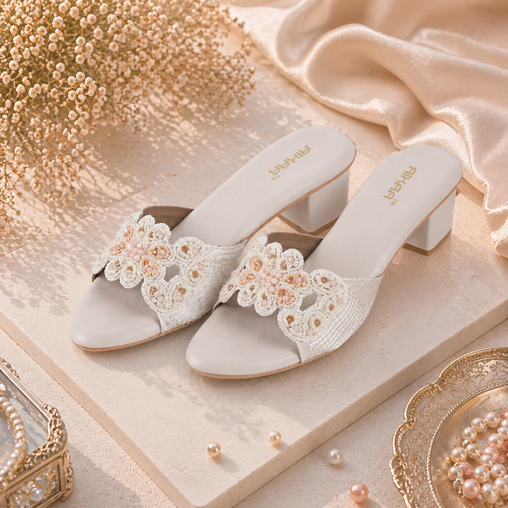 AIKAA ethnic footwear in white for women