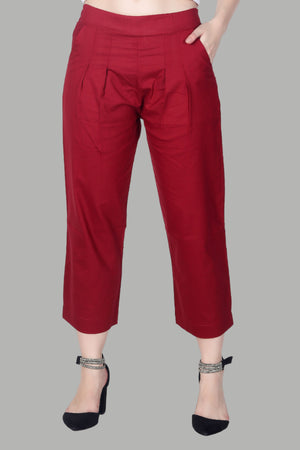 AIKAA Ethnira straight pant in red for women