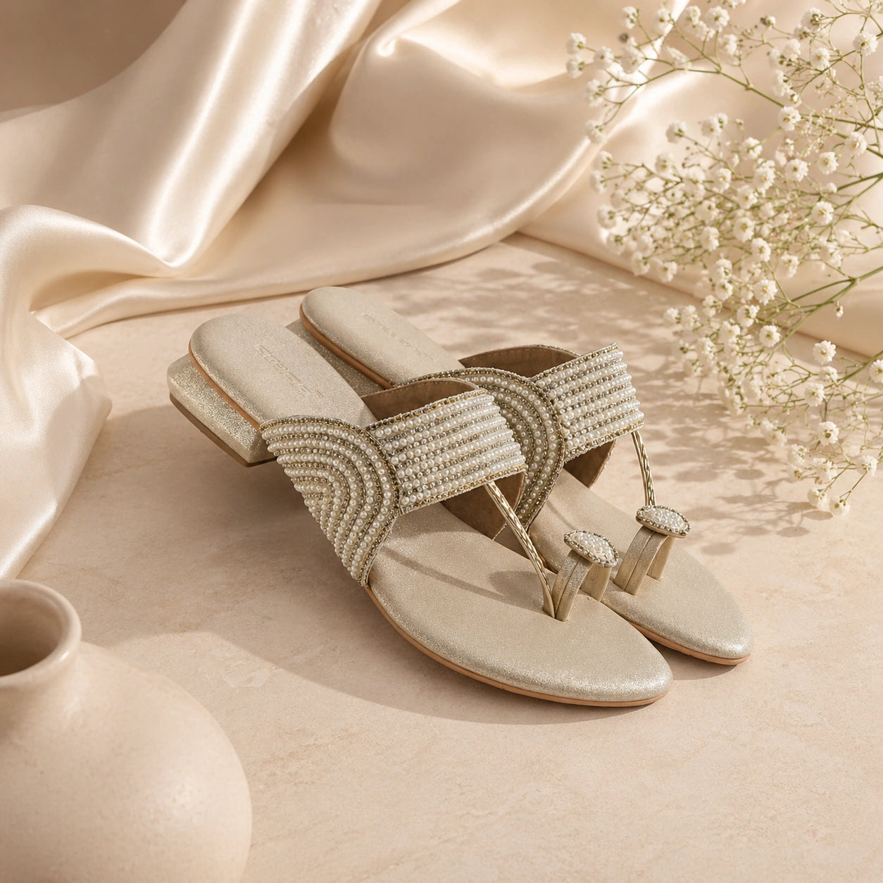 Comfortable women’s gold flats by AIKAA