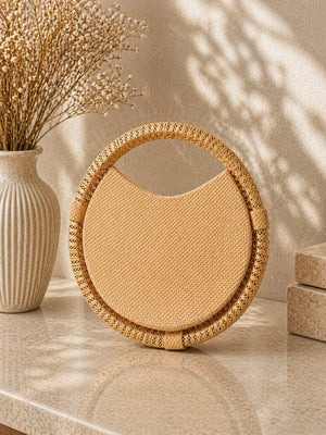 Elegant women’s luxury gold round clutch by AIKAA