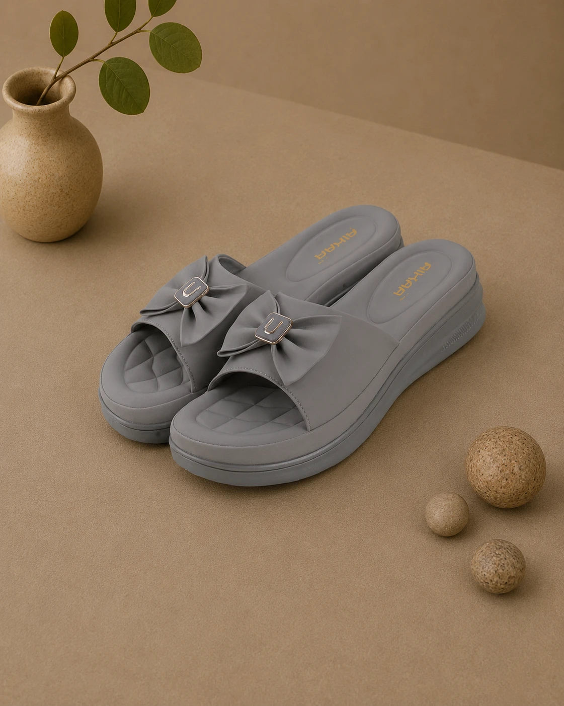 Comfortable women’s grey slipon slides by AIKAA