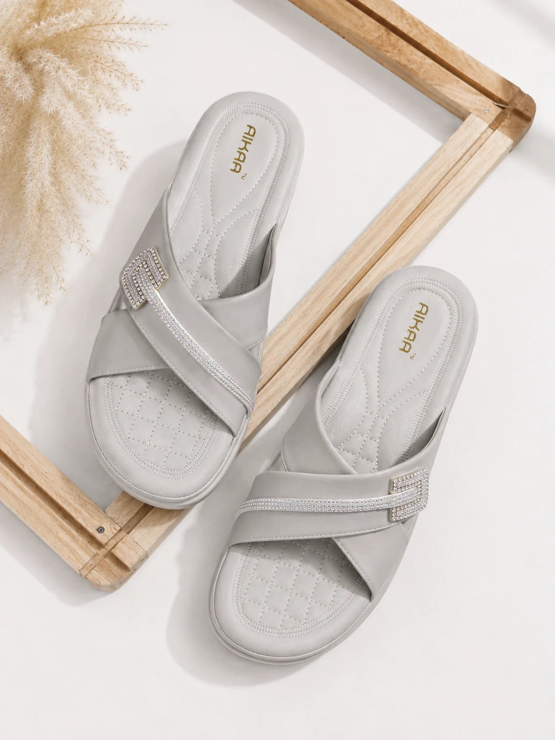 Comfortable women’s grey wedges by AIKAA