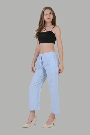 Comfortable women’s light blue straight fit casual pants