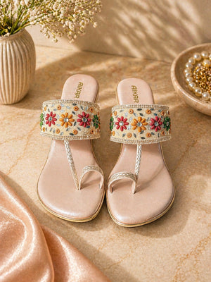 Elegant traditional light pink footwear for festive wear