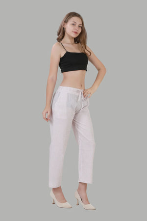 Comfortable women’s light pink straight fit casual pants