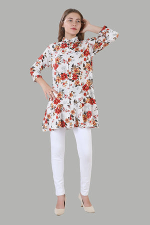 AIKAA floral white midi dress for women
