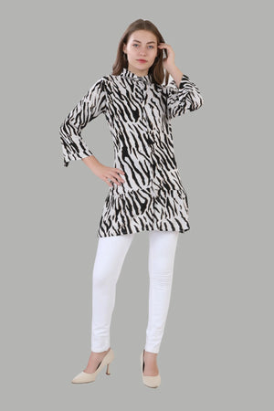 AIKAA zebra design midi dress for women