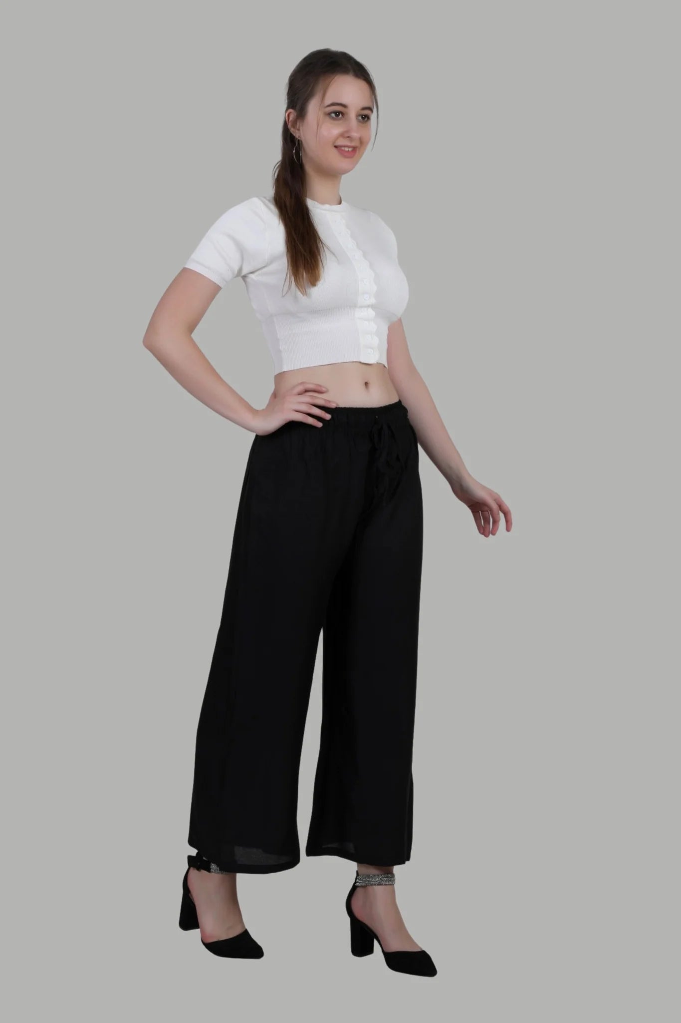 AIKAA black palazzo pants for women