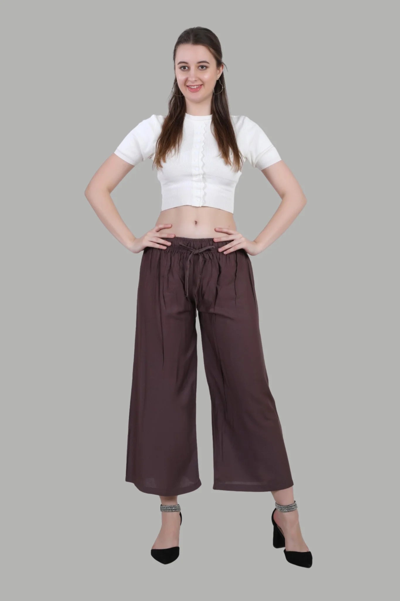 AIKAA brown palazzo pants for women