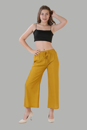 AIKAA dark yellow palazzo pants for women